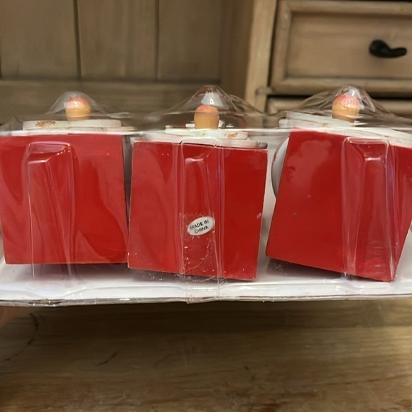 Christmas Tapered Santa Candles Set of 3 Hand-painted Wood Base New Holiday Box - Picture 5 of 6